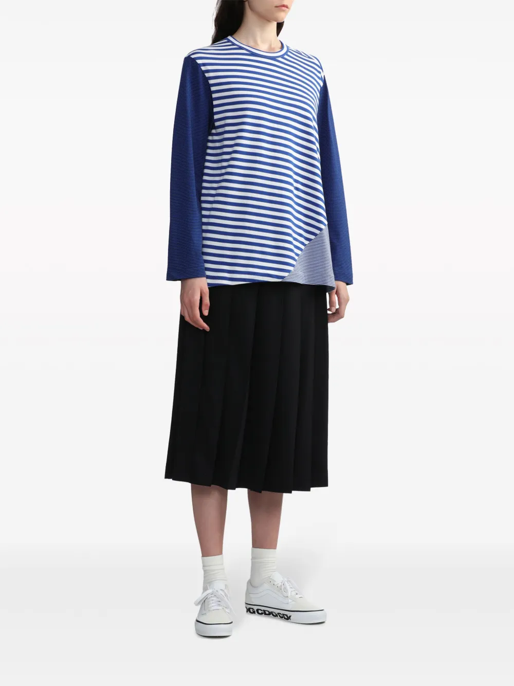 Comme Des Garçons Comme Des Garçons high-waisted pleated wool midi skirt - Blauw