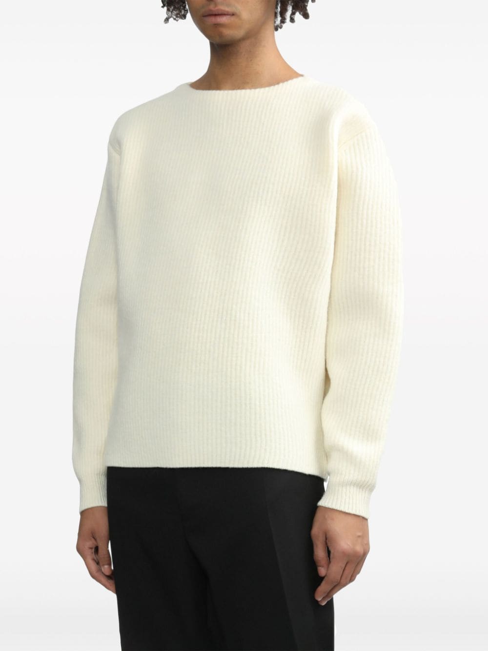 Shop Auralee Ribbed-knit Wool Jumper In White