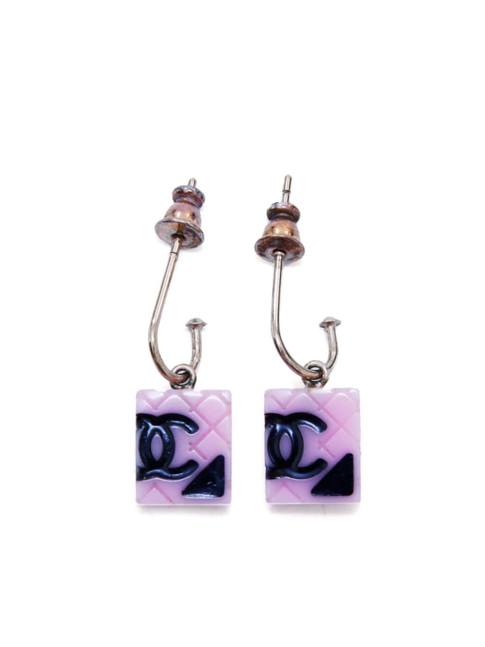 Pre-owned Chanel 2008 Cambon Motif Dangle Post Earrings In Gold