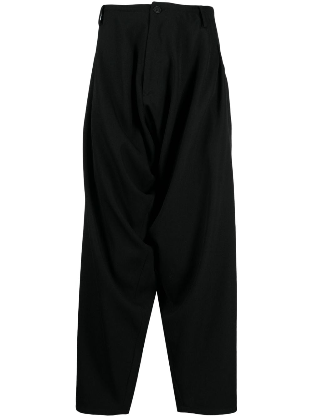 YOHJI YAMAMOTO BUTTON-FASTENING WOOL DROP-CROTCH TROUSERS