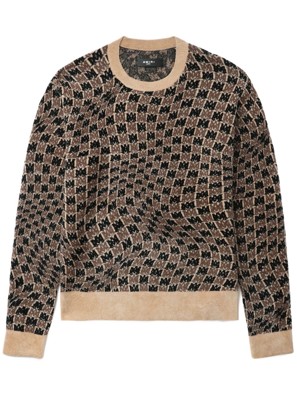 Amiri Monogram-pattern Intarsia-knit Jumper In Brown
