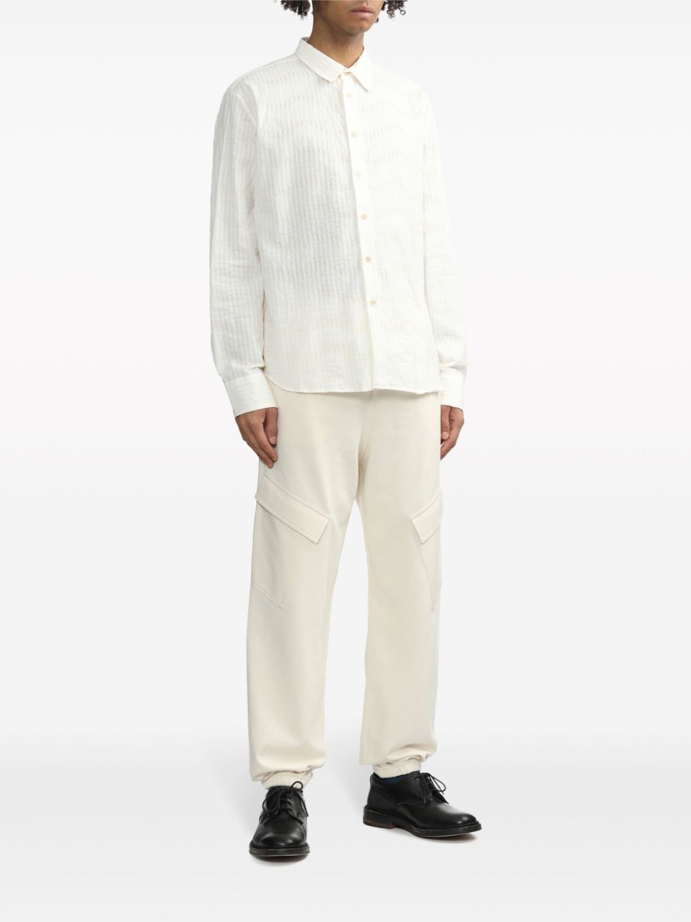 A Kind of Guise ribbed-detailing cotton shirt - Wit