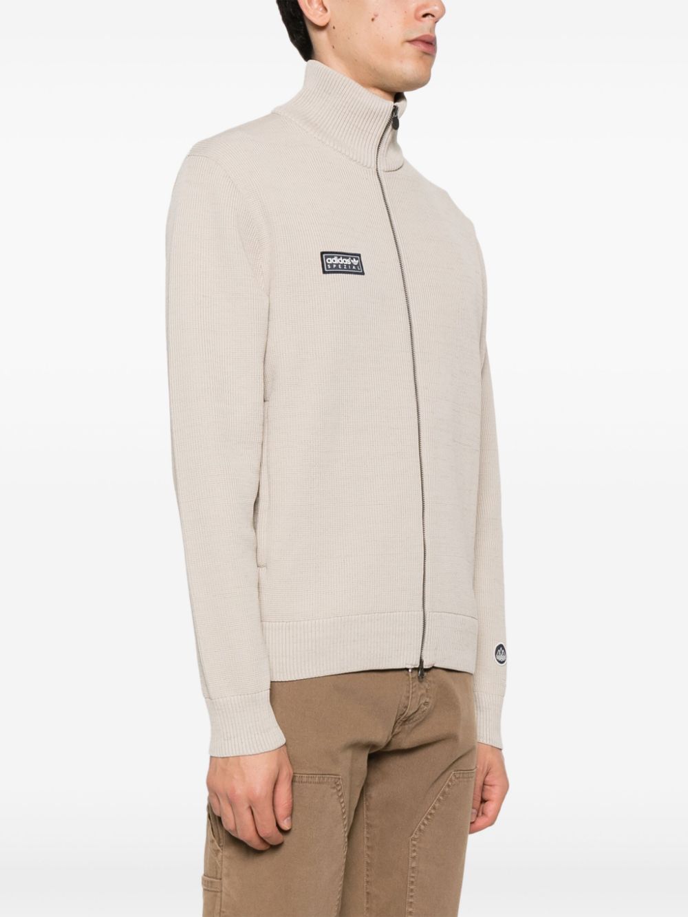 Shop Adidas Originals Lawton Zip-up Cardigan In Neutrals