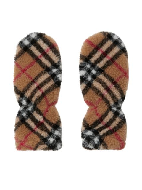 Burberry Kids Vintage Check fleece wool mittens