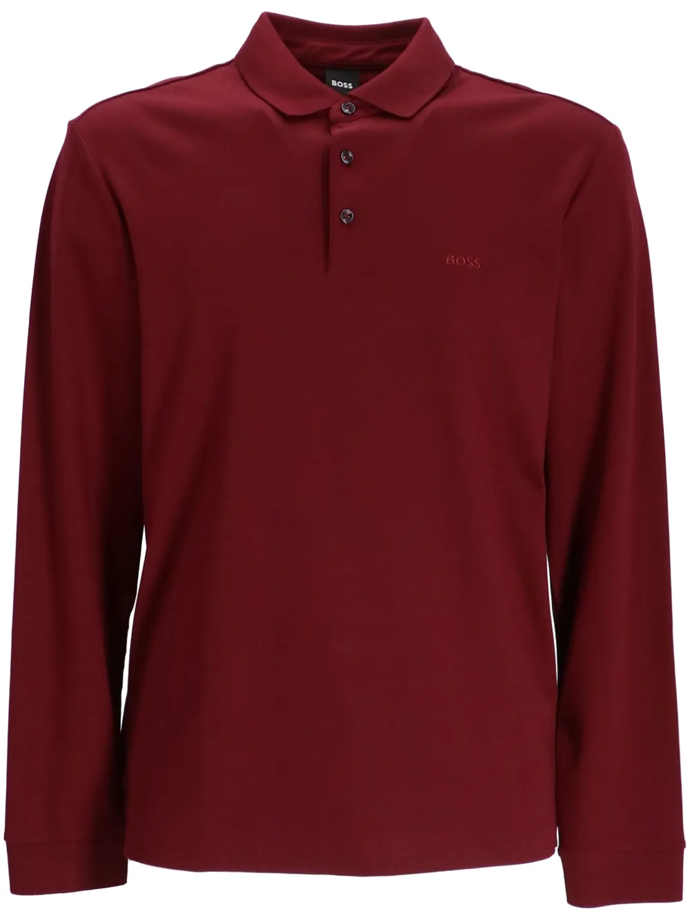 BOSS logo-embroidered cotton polo shirt | Red | Image 1