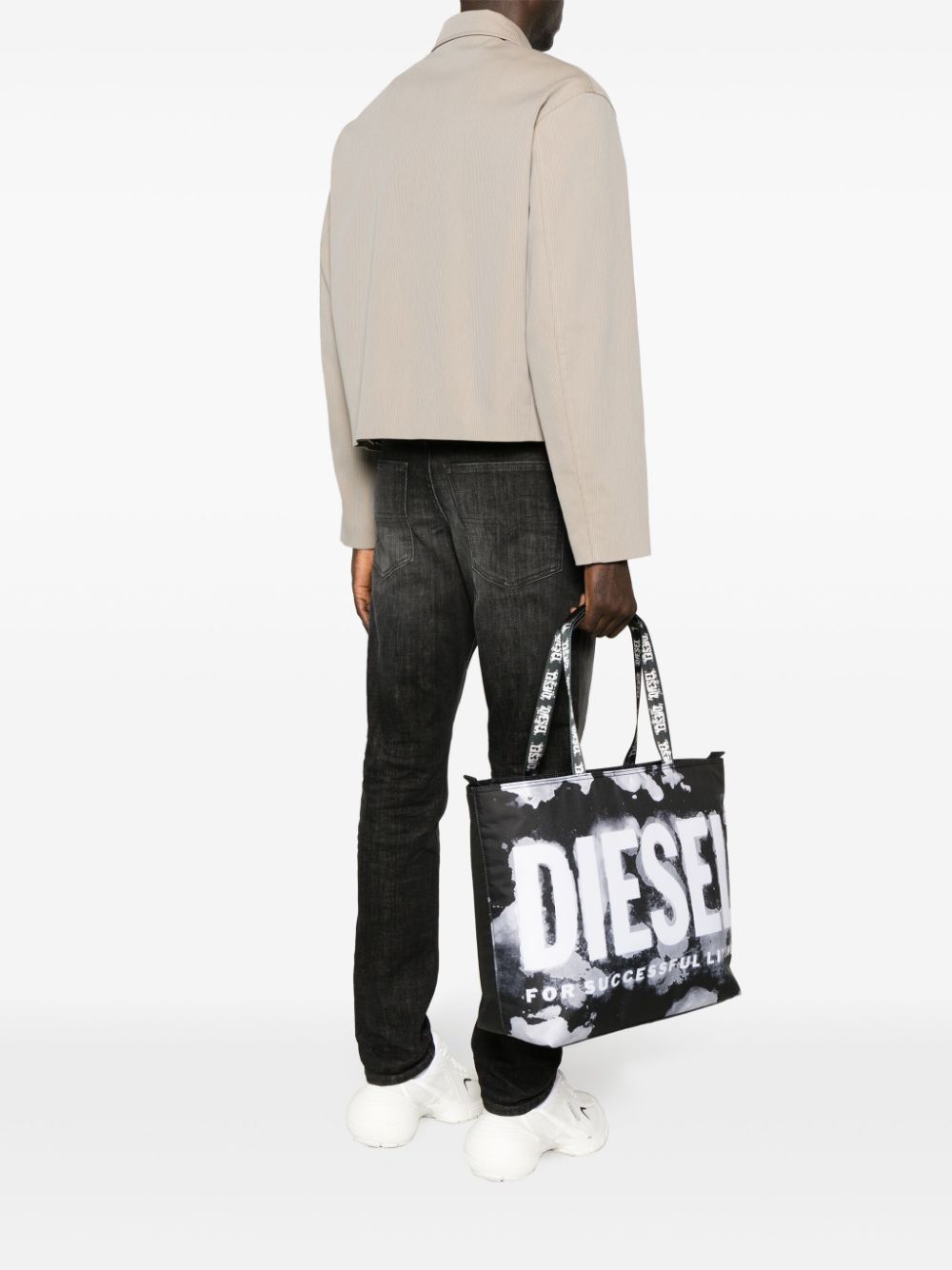 Shop Diesel Rave Logo-print Tote Bag In Black
