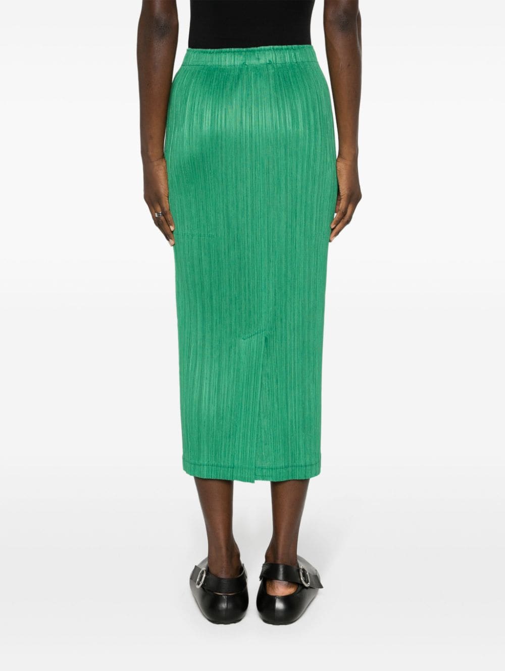 Pleats Please Issey Miyake Plissé straight midi-rok Groen