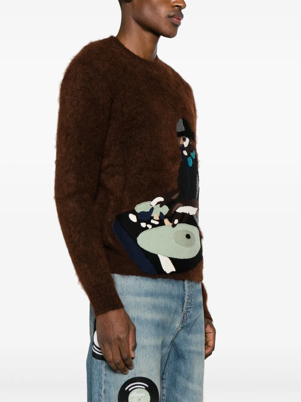 Amiri Turn Table Mohair-blend Jumper In Brown