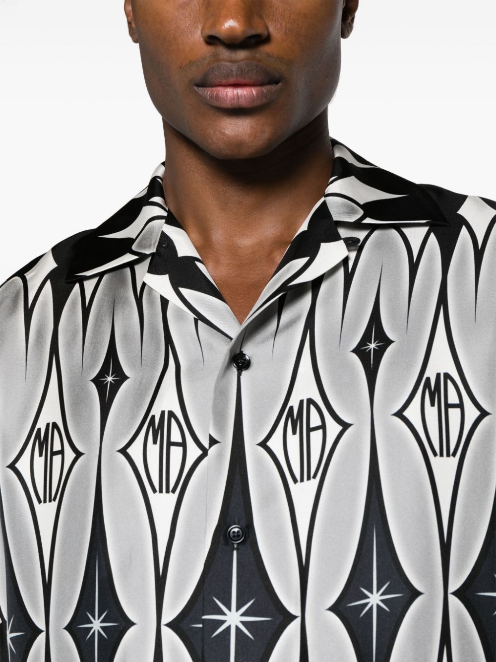 Shop Amiri Argyle-print Silk Shirt In Black