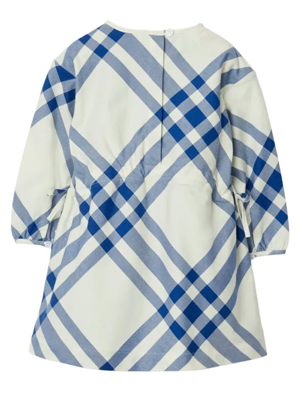 Burberry Kids Checked Cotton Dress | White | FARFETCH