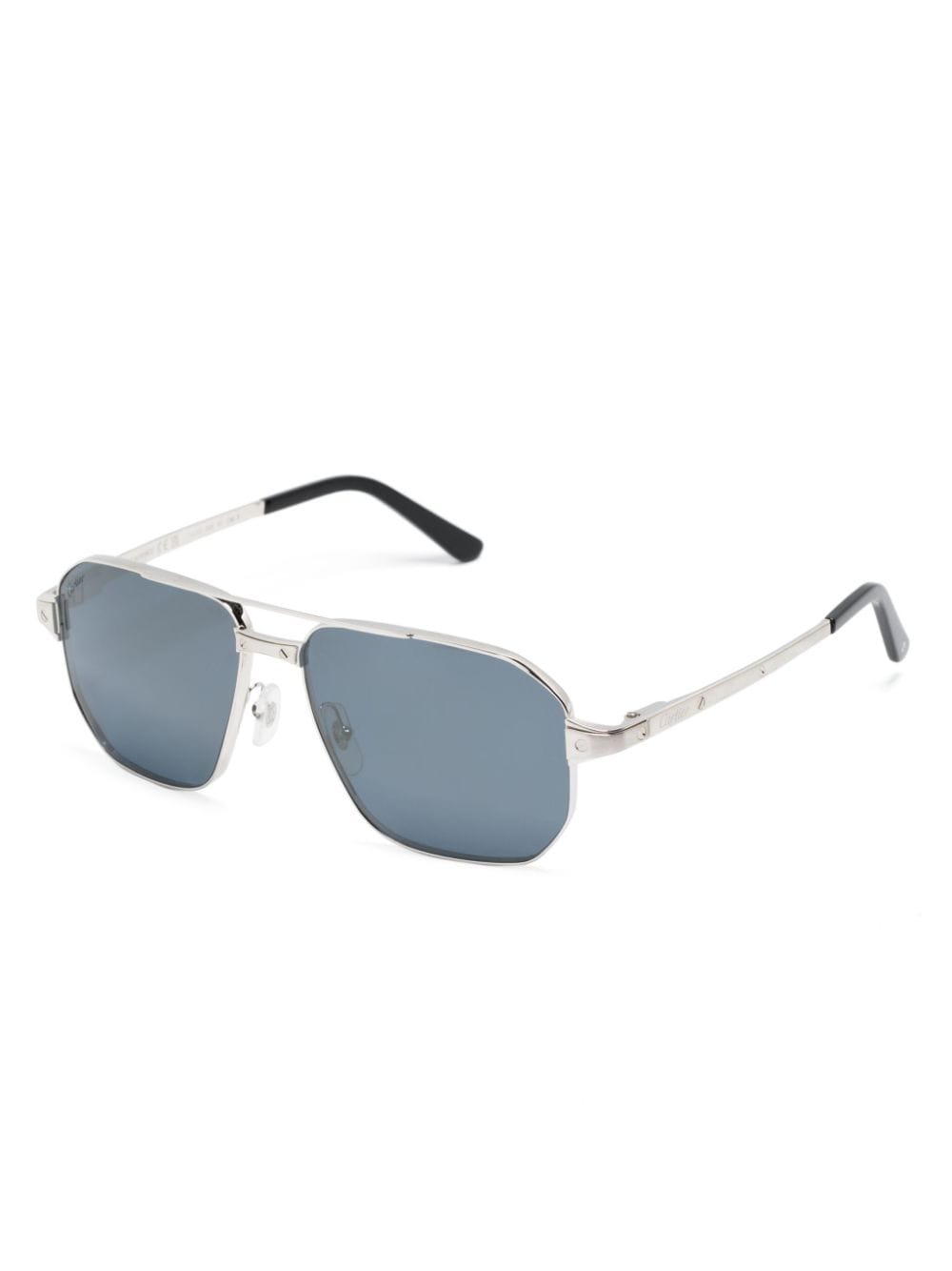 Shop Cartier Santos De  Pilot-frame Sunglasses In Silber