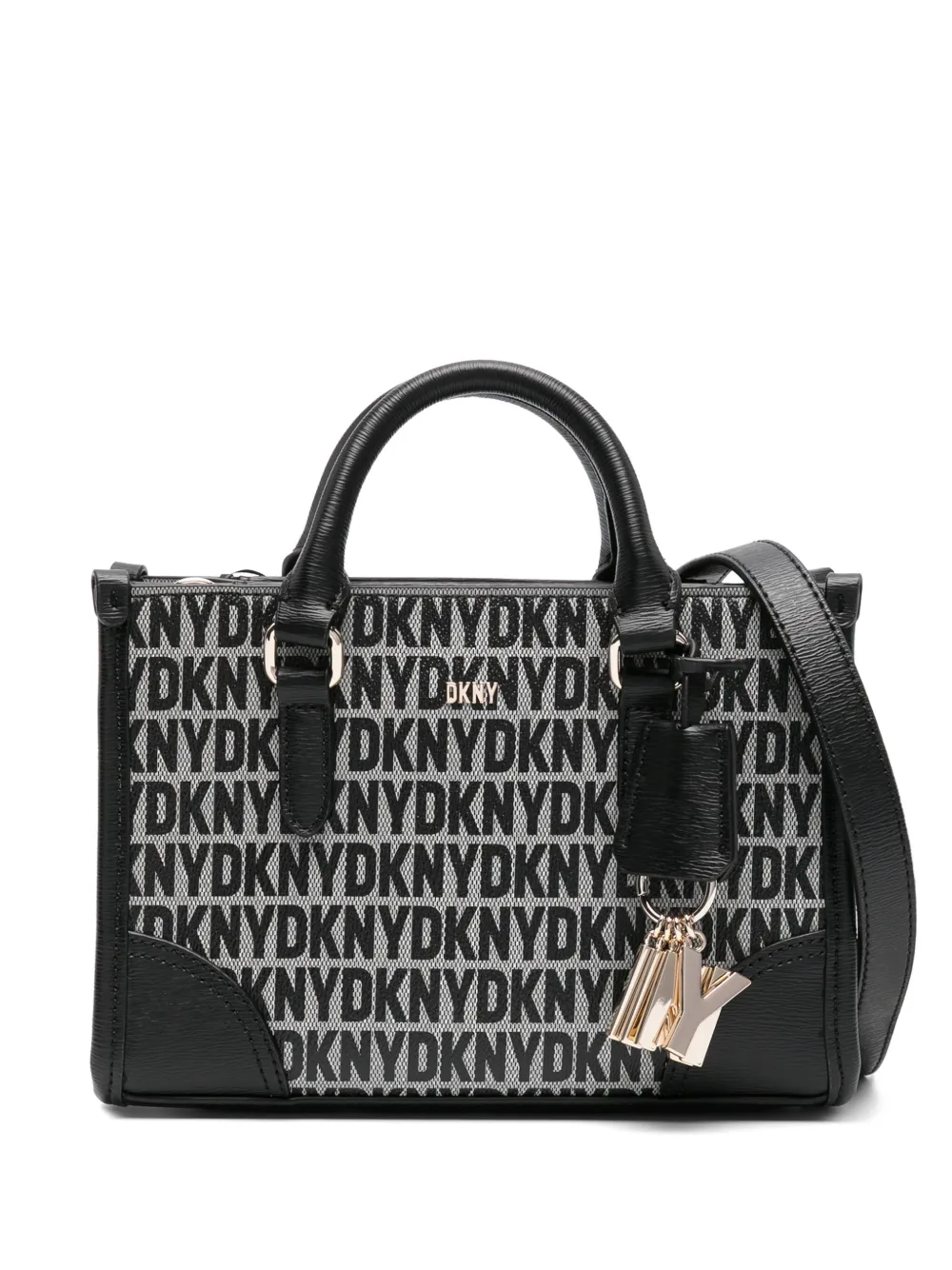 DKNY Perri tas van imitatieleer met logo hanger Zwart