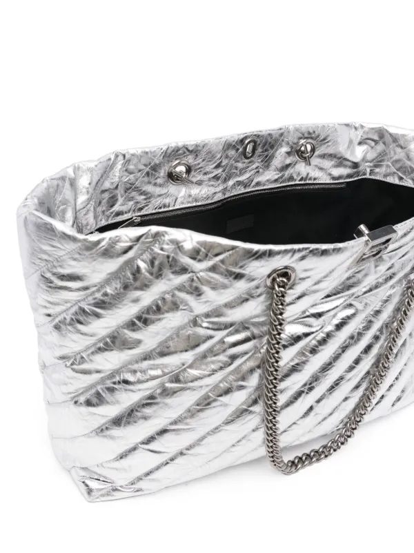 Balenciaga Large Crush Tote Bag | Silver | FARFETCH GE