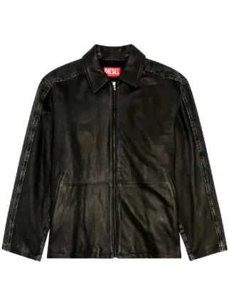 新品 DIESEL ディーゼル L-STOLLER レザージャケット 48 Diesel L-Stoller レザージャケット | ブラック | FARFETCH JP