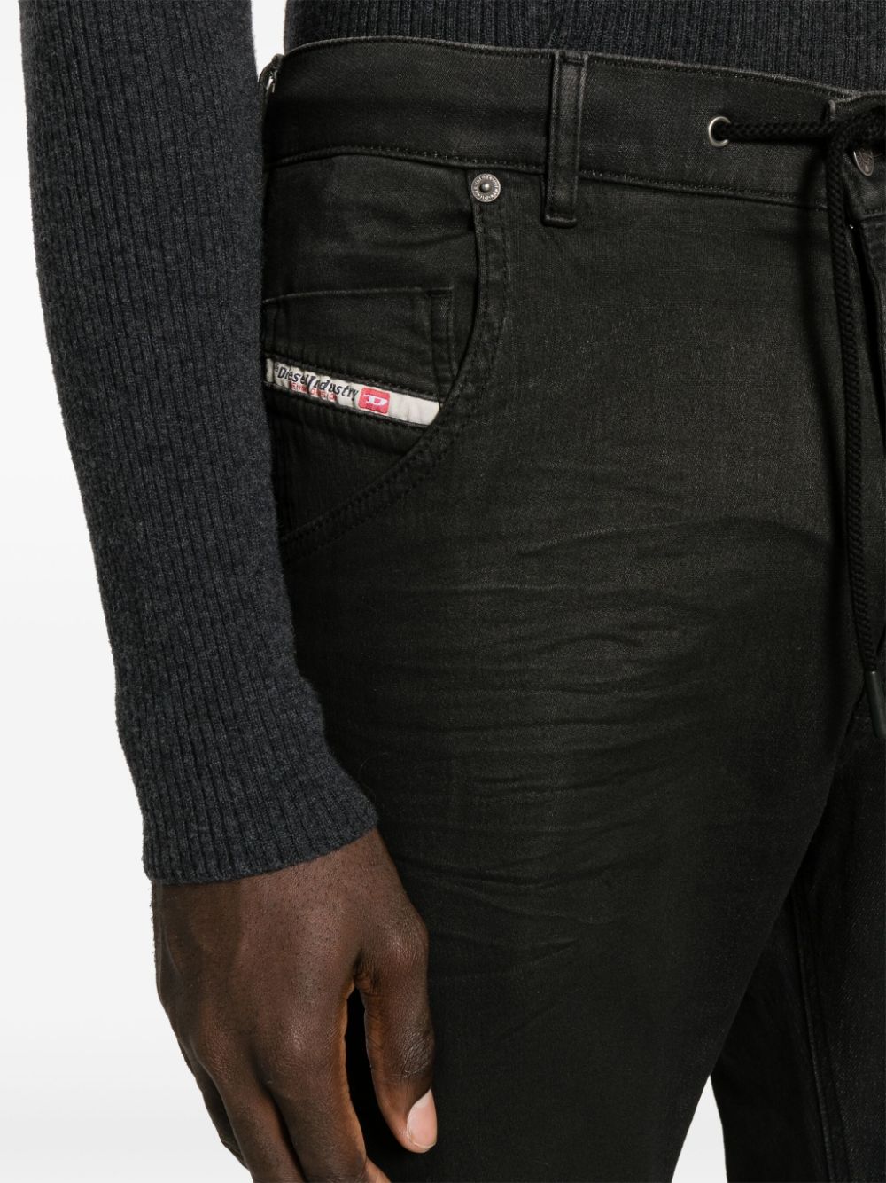 Shop Diesel Krooley-e-ne Tapered Jeans In Black