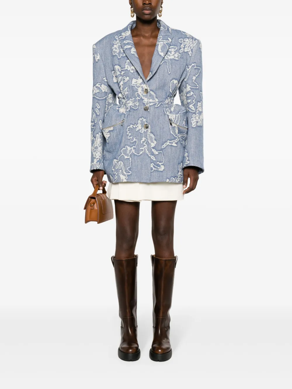 The Mannei Burgos elasticated-waist blazer - Blauw