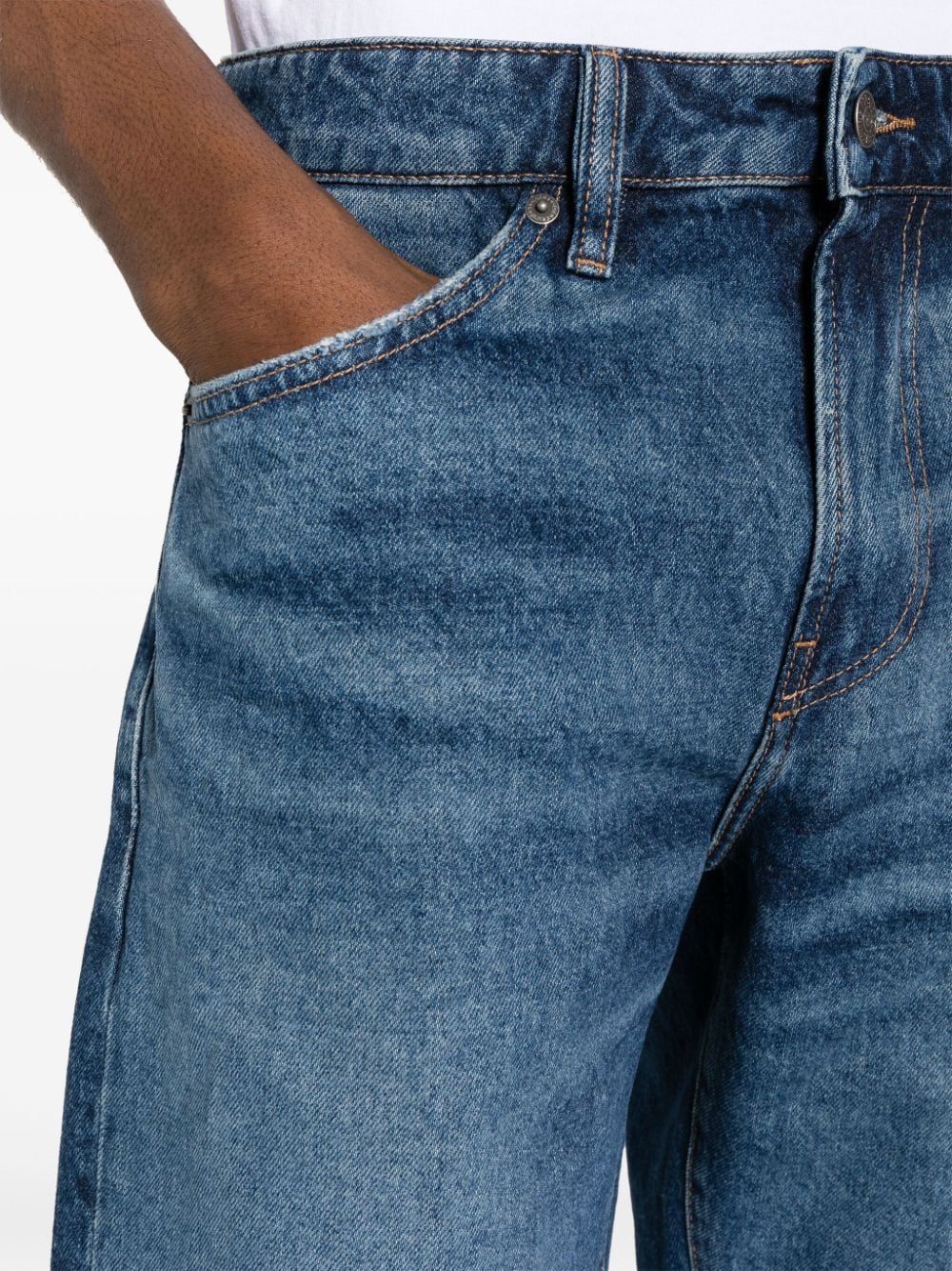 Shop Diesel Slim-leg Denim Shorts In Blue