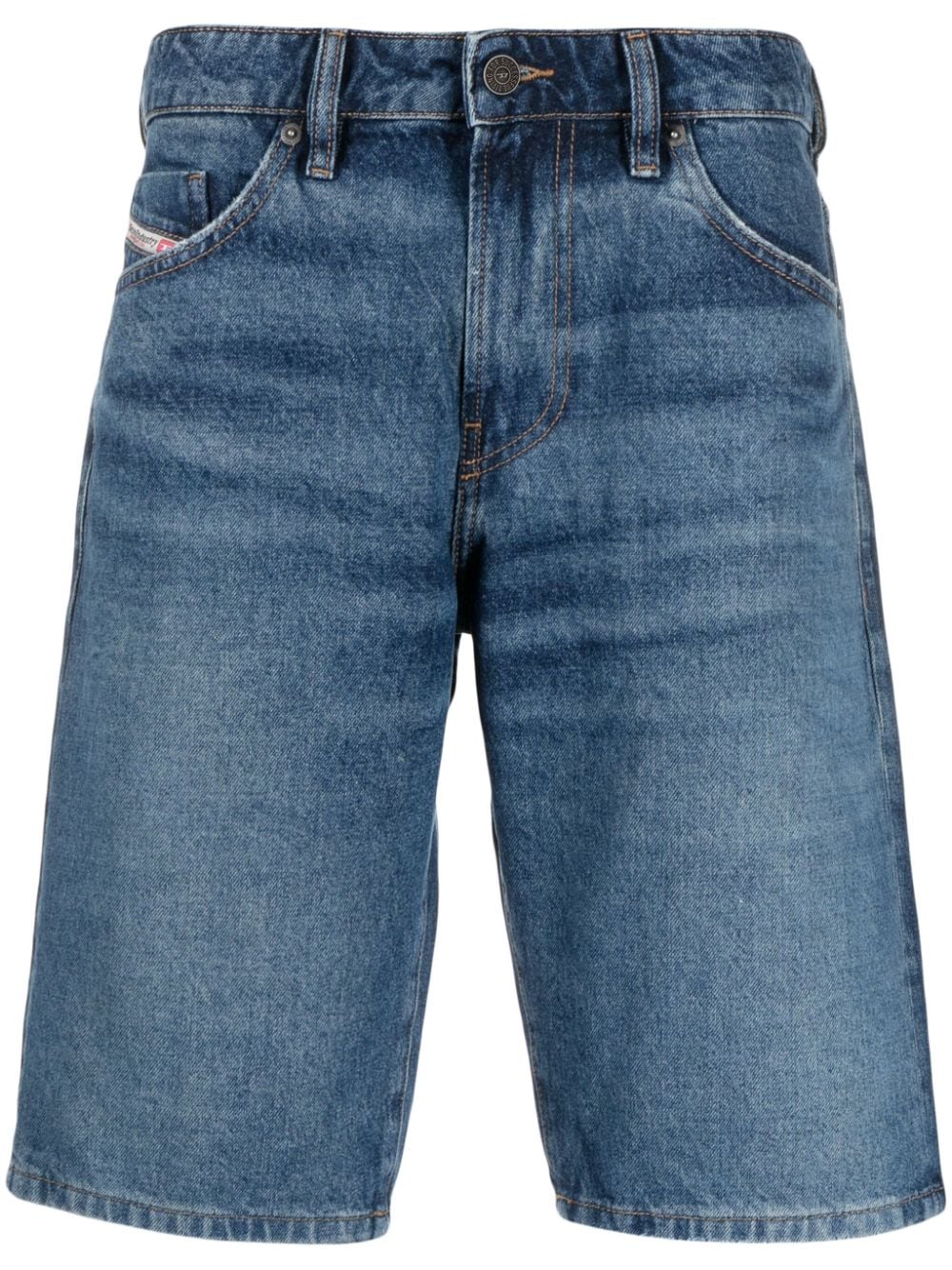 Shop Diesel Slim-leg Denim Shorts In Blue