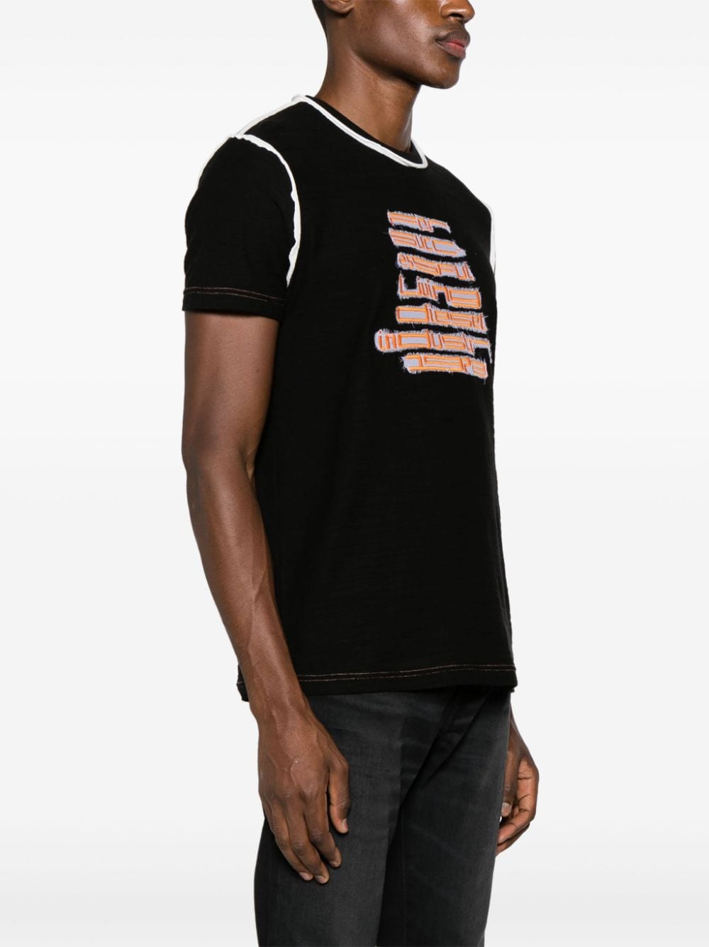 Shop Diesel T-diegor-raw-n2 Cotton T-shirt In Black