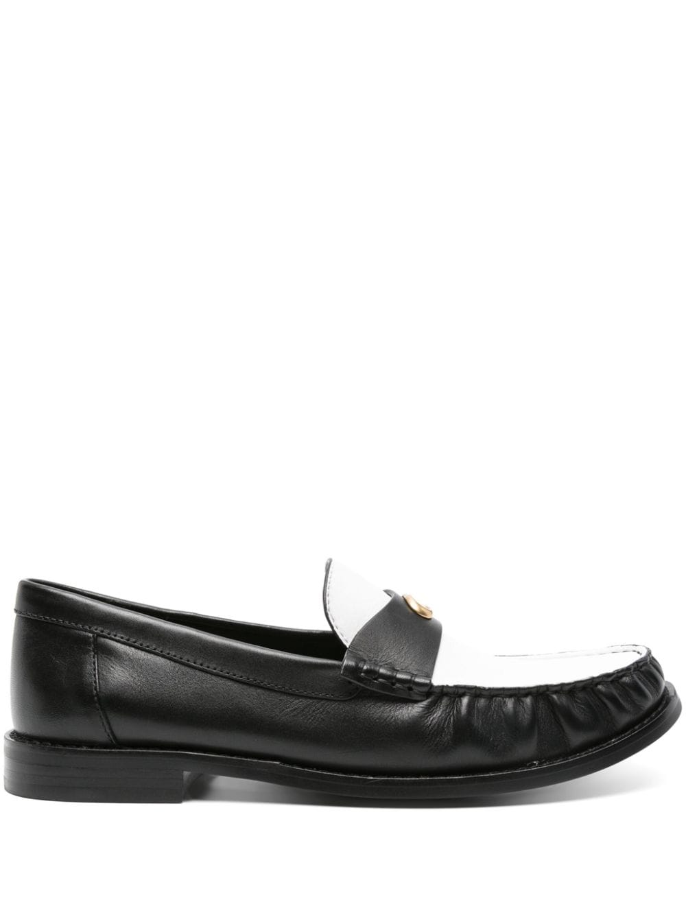 COACH JOLENE LOGO-PLAQUE LEATHER LOAFERS