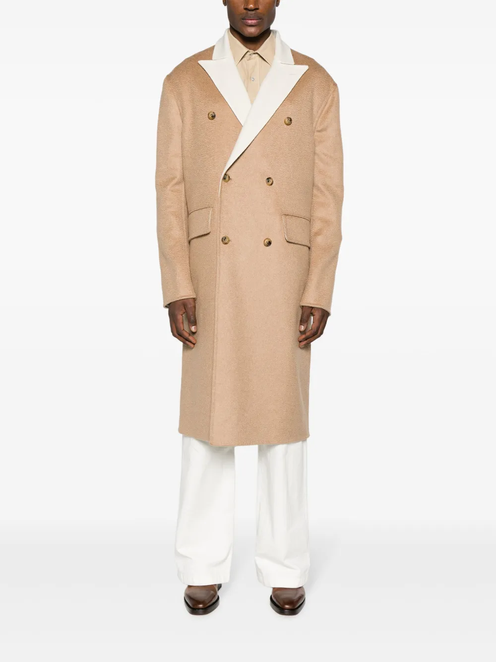 AMIRI double-breasted cashmere-blend coat - Bruin
