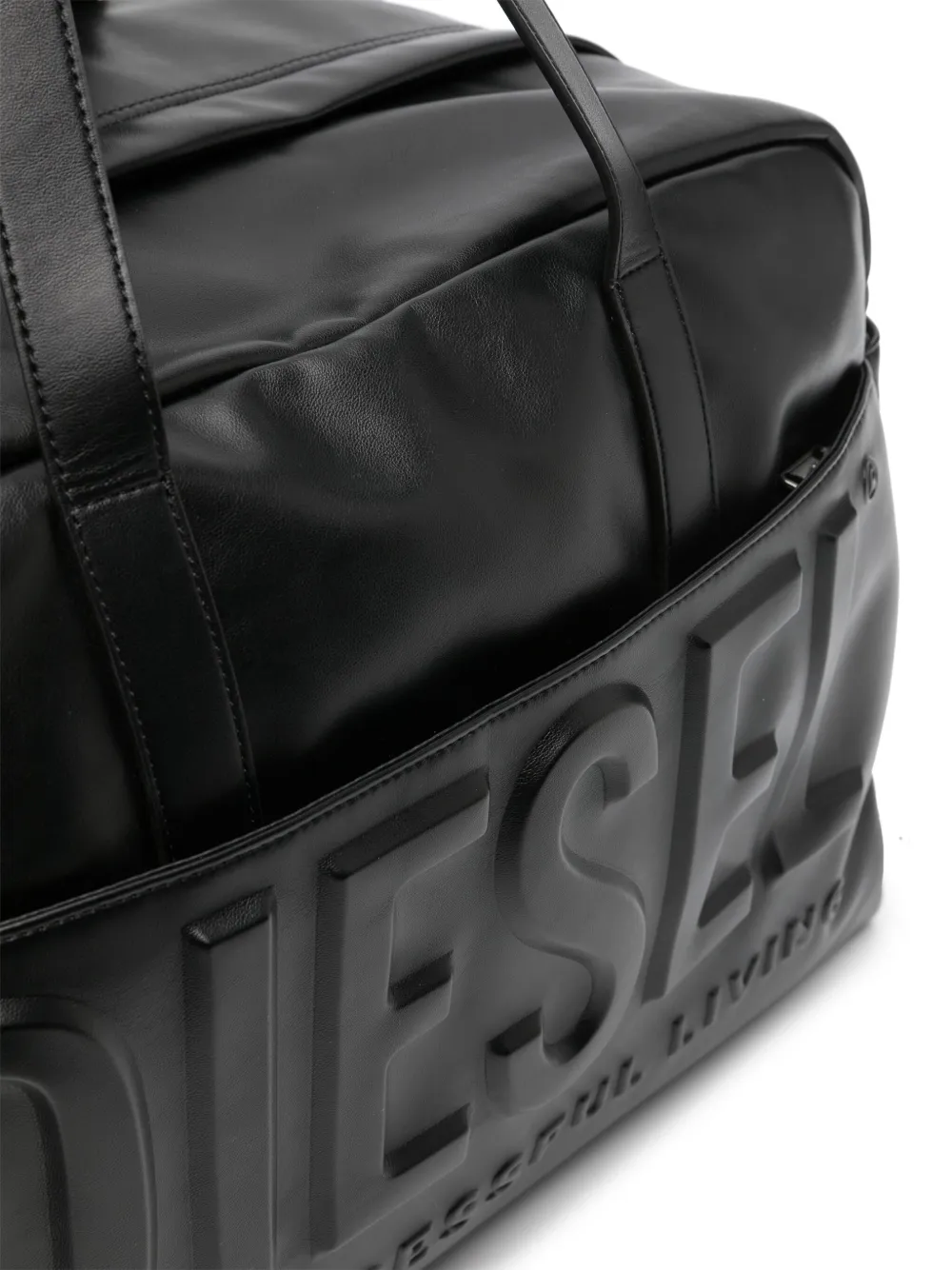 Shop Diesel Logo-debossed Travel Bag In Black