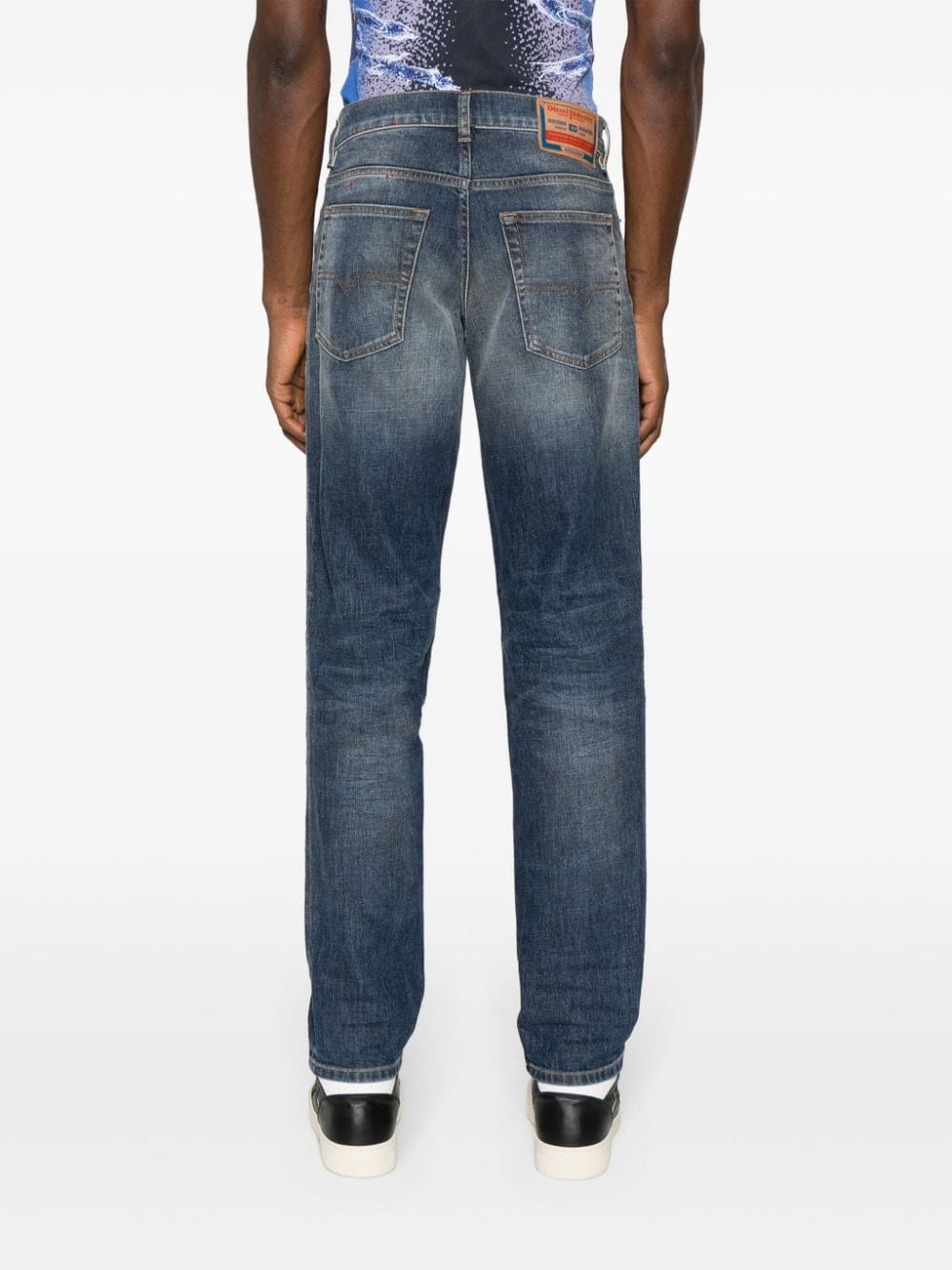 Shop Diesel D-finitive Mid-rise Tapered Jeans In Blue