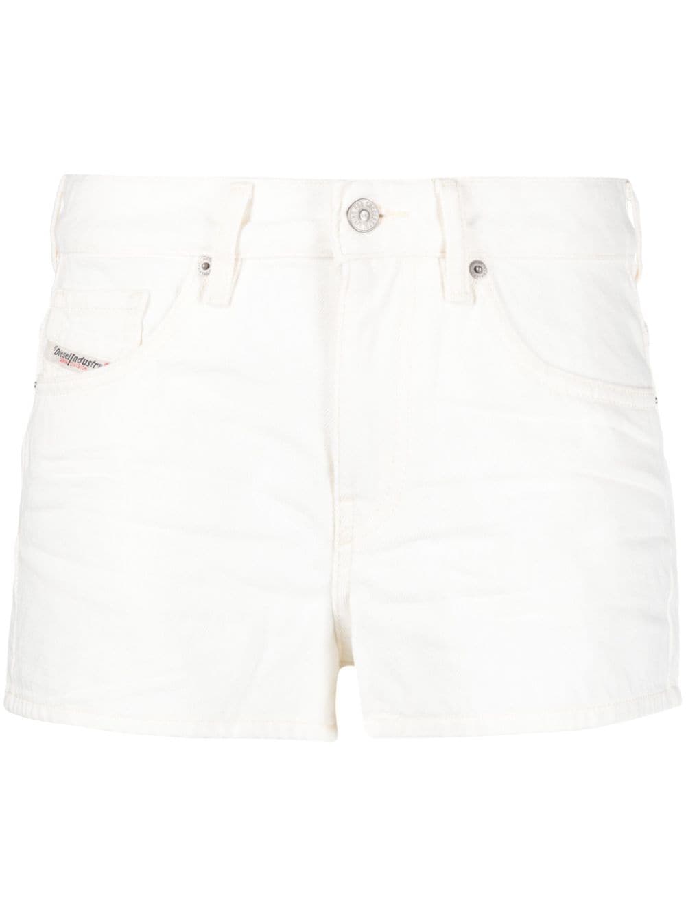 Shop Diesel De-yuba High-waisted Denim Shorts In White