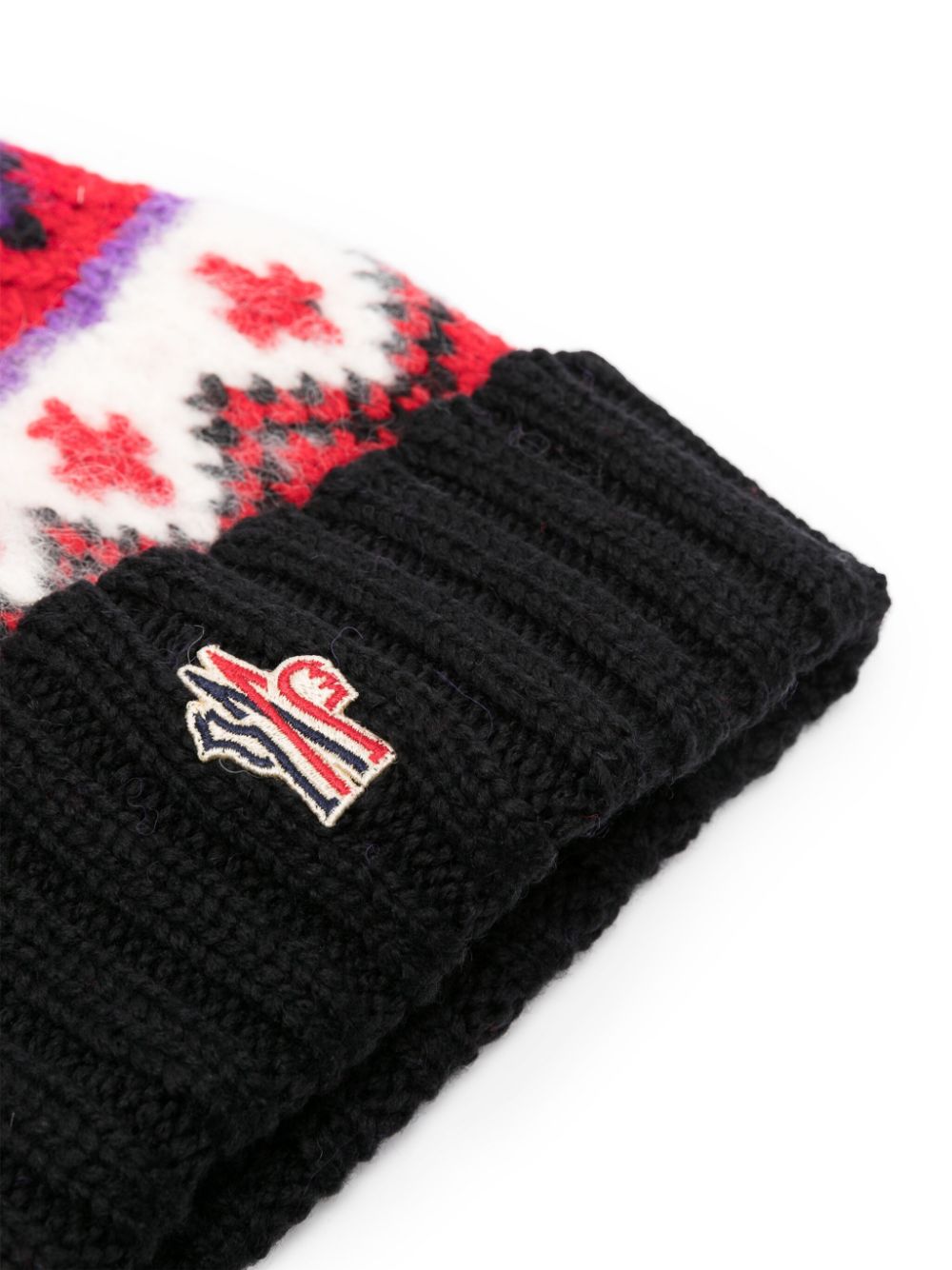 Moncler Grenoble intarsia-knit pompom-detail beanie - Zwart