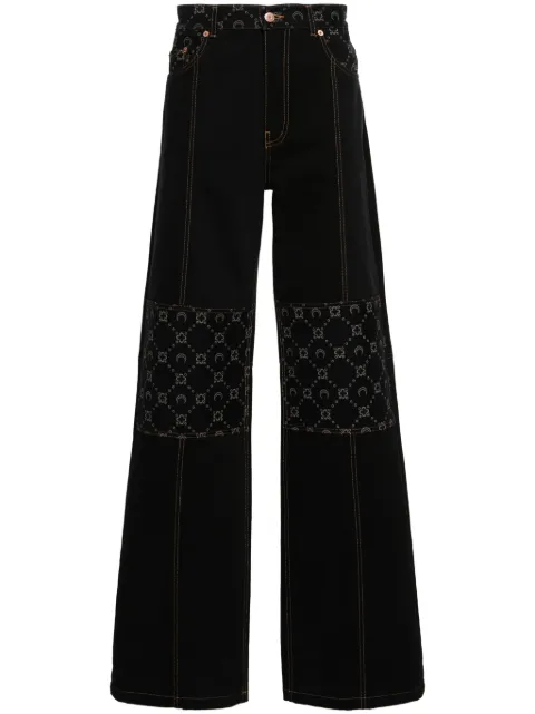 Marine Serre Moonogram-detail wide-leg jeans