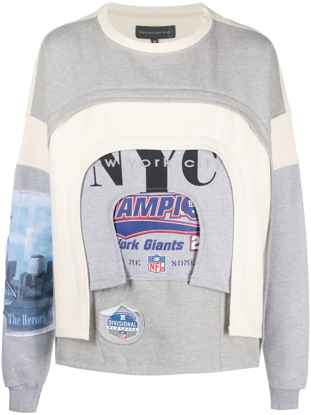 WHO DECIDES WAR ARCHED COLLAGE SWEATER