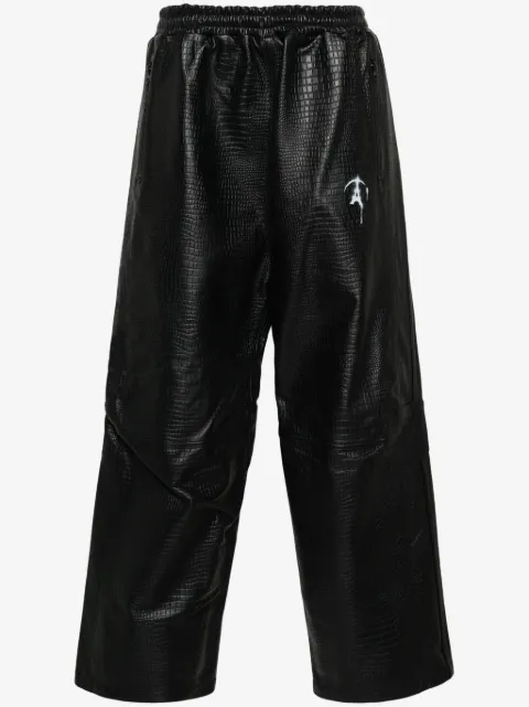 Doublet crocodile-pattern leather track pants