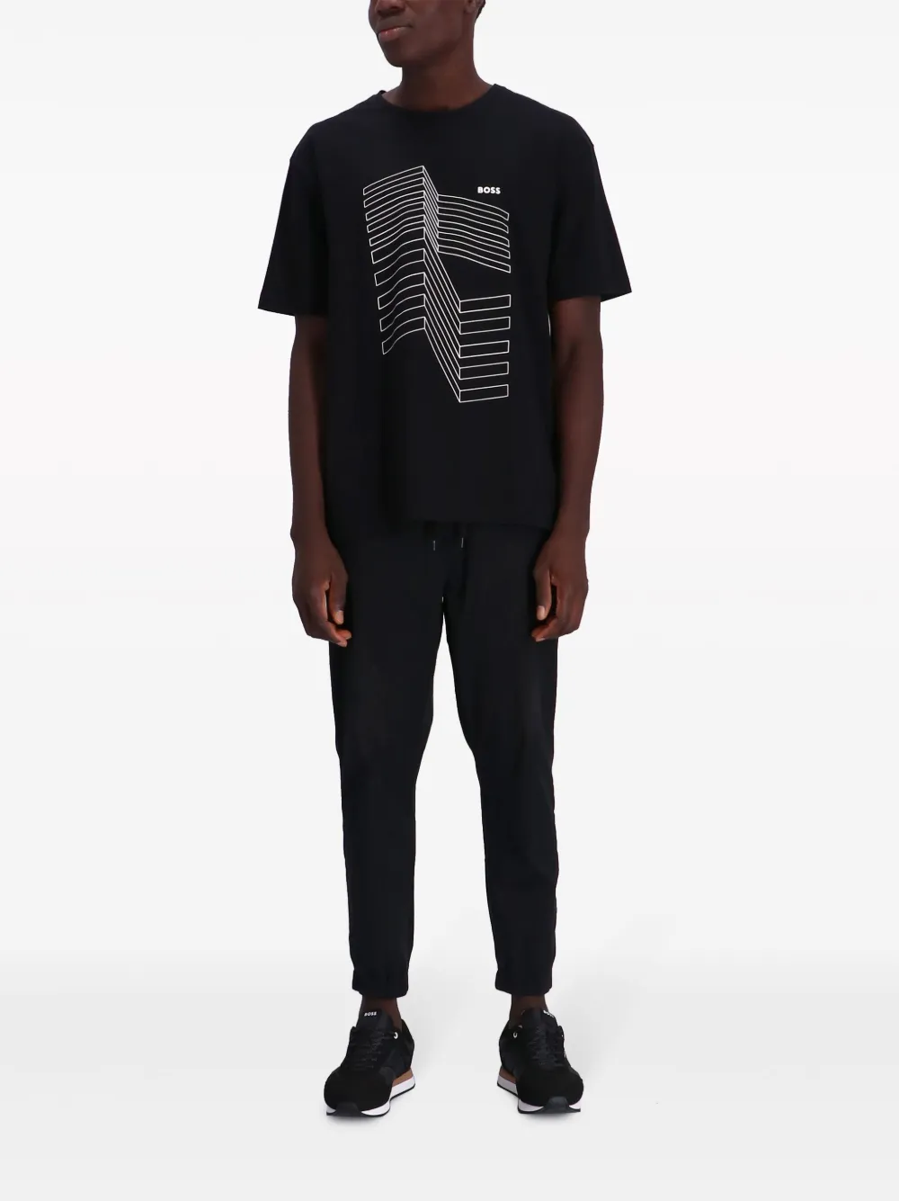 BOSS T-shirt met logoprint - Zwart