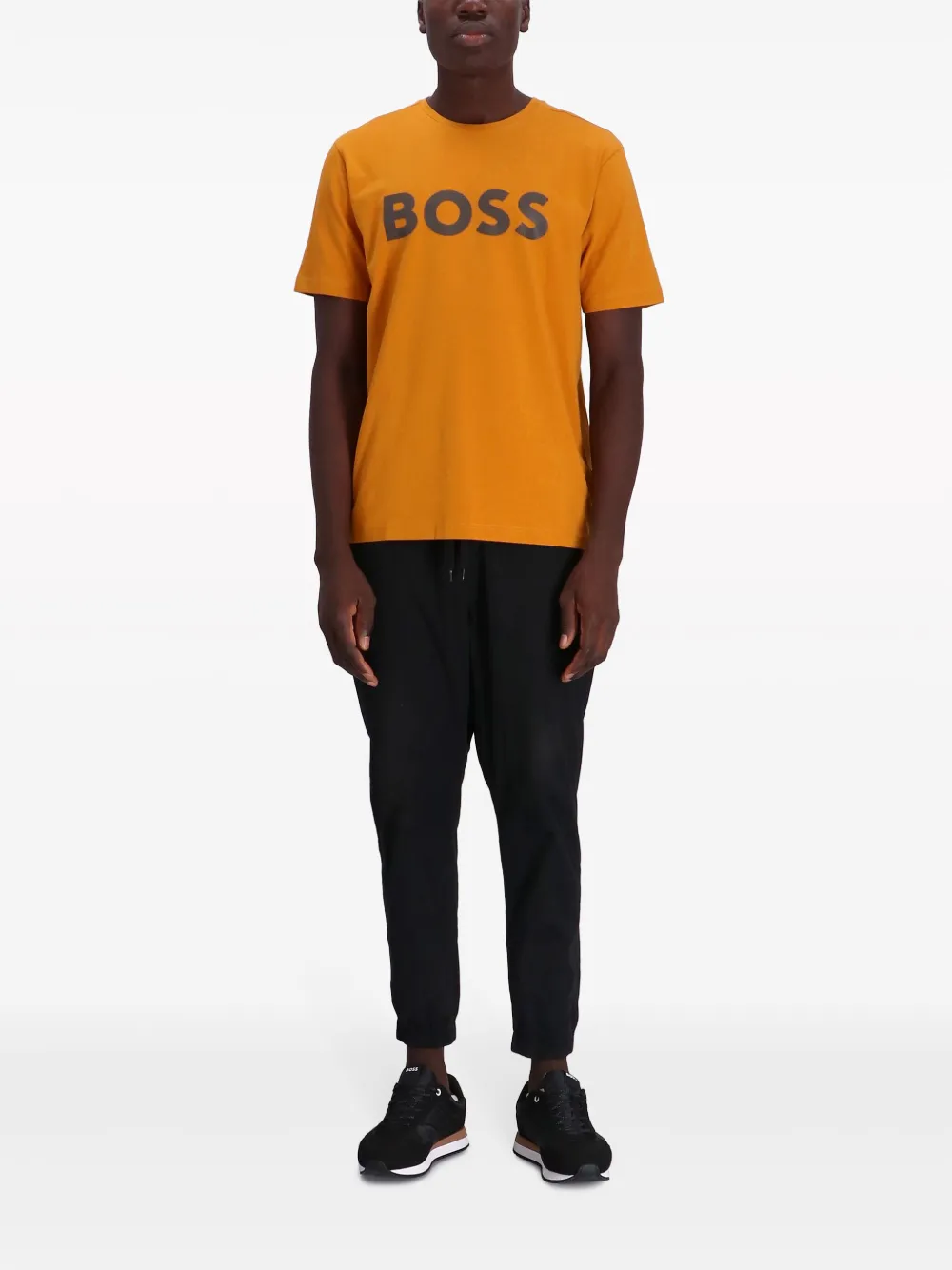 BOSS logo-print crew-neck T-shirt - Oranje