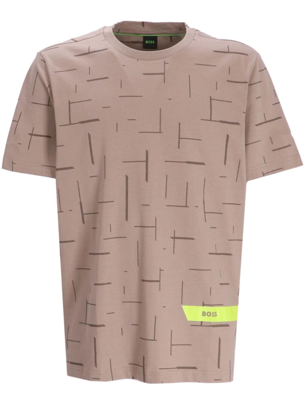 Hugo Boss Logo-print Cotton T-shirt In Brown