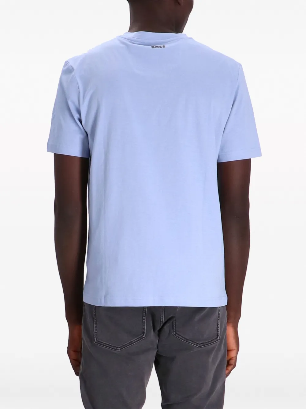 BOSS Katoenen T-shirt met logoprint Blauw