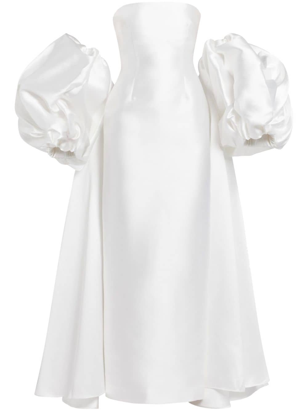 Solace London The Lea Puff-sleeve Gown In Weiss