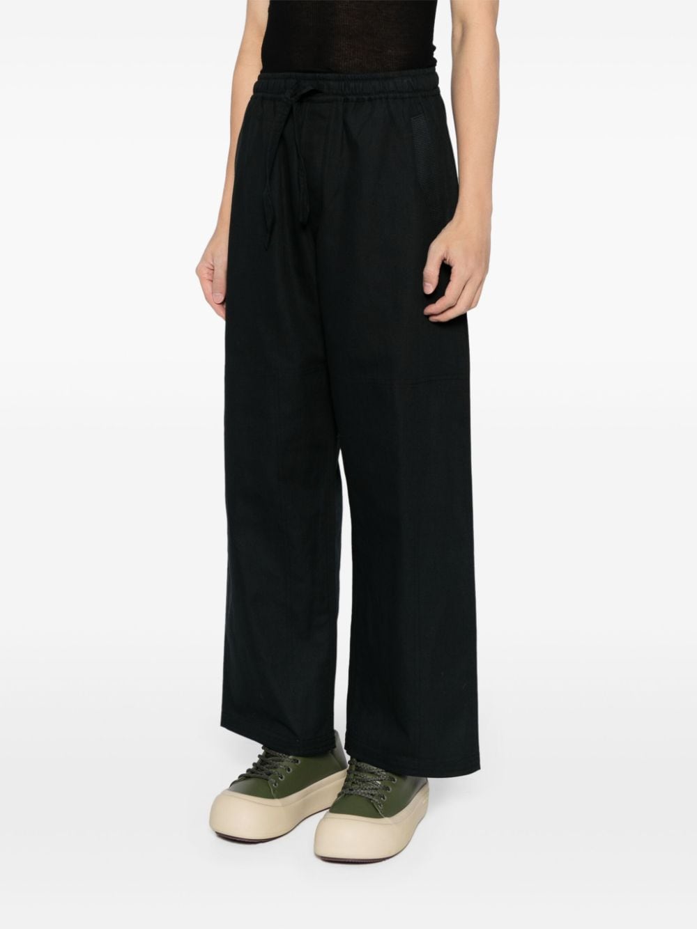Shop Maharishi High-waist Wide-leg Trousers In Black