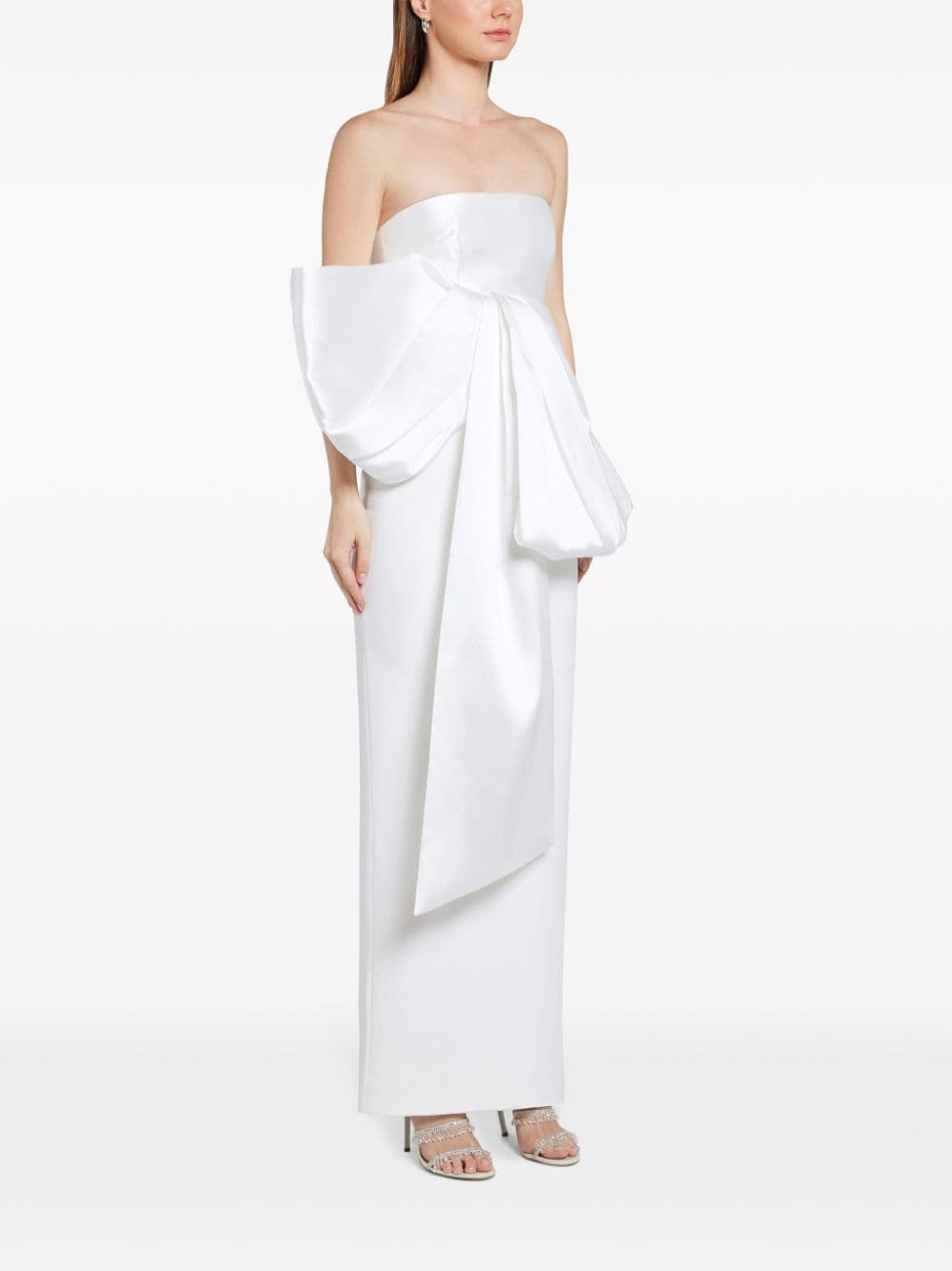 Shop Solace London Maeve Bow-detail Gown In White