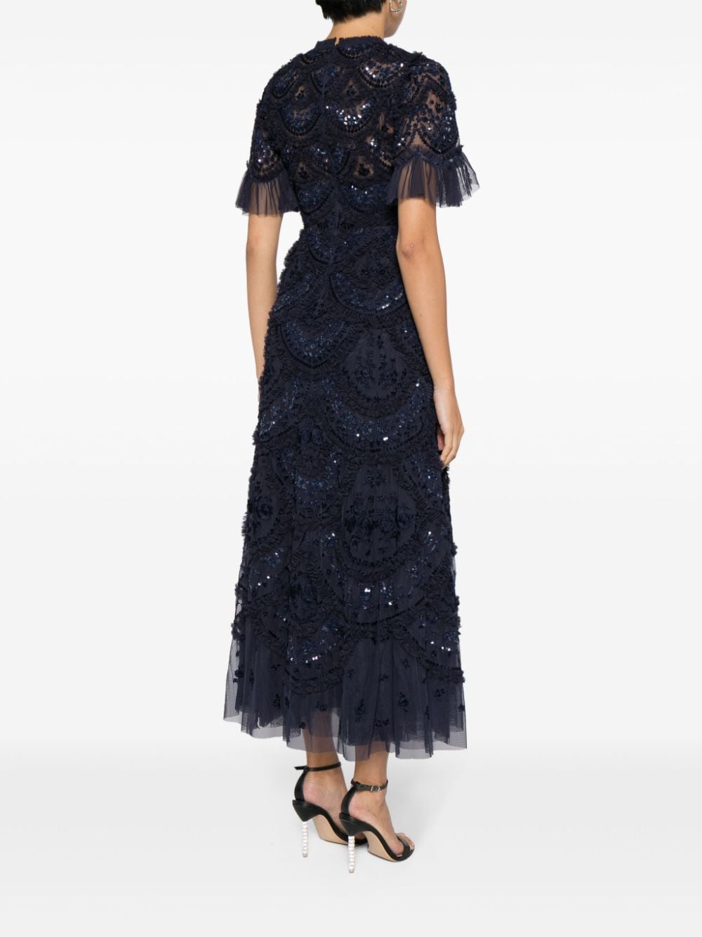 Shop Needle & Thread Carmen Sequin-embellished Maxi Dress In Blue