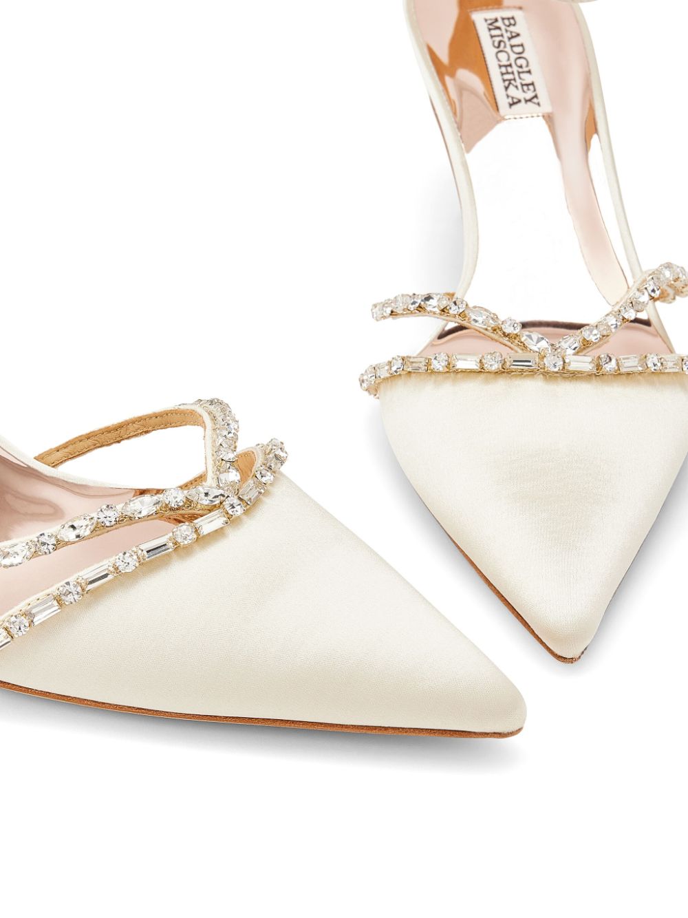 Shop Badgley Mischka Zendaya 65mm Gemstone-embellished Pumps In Neutrals