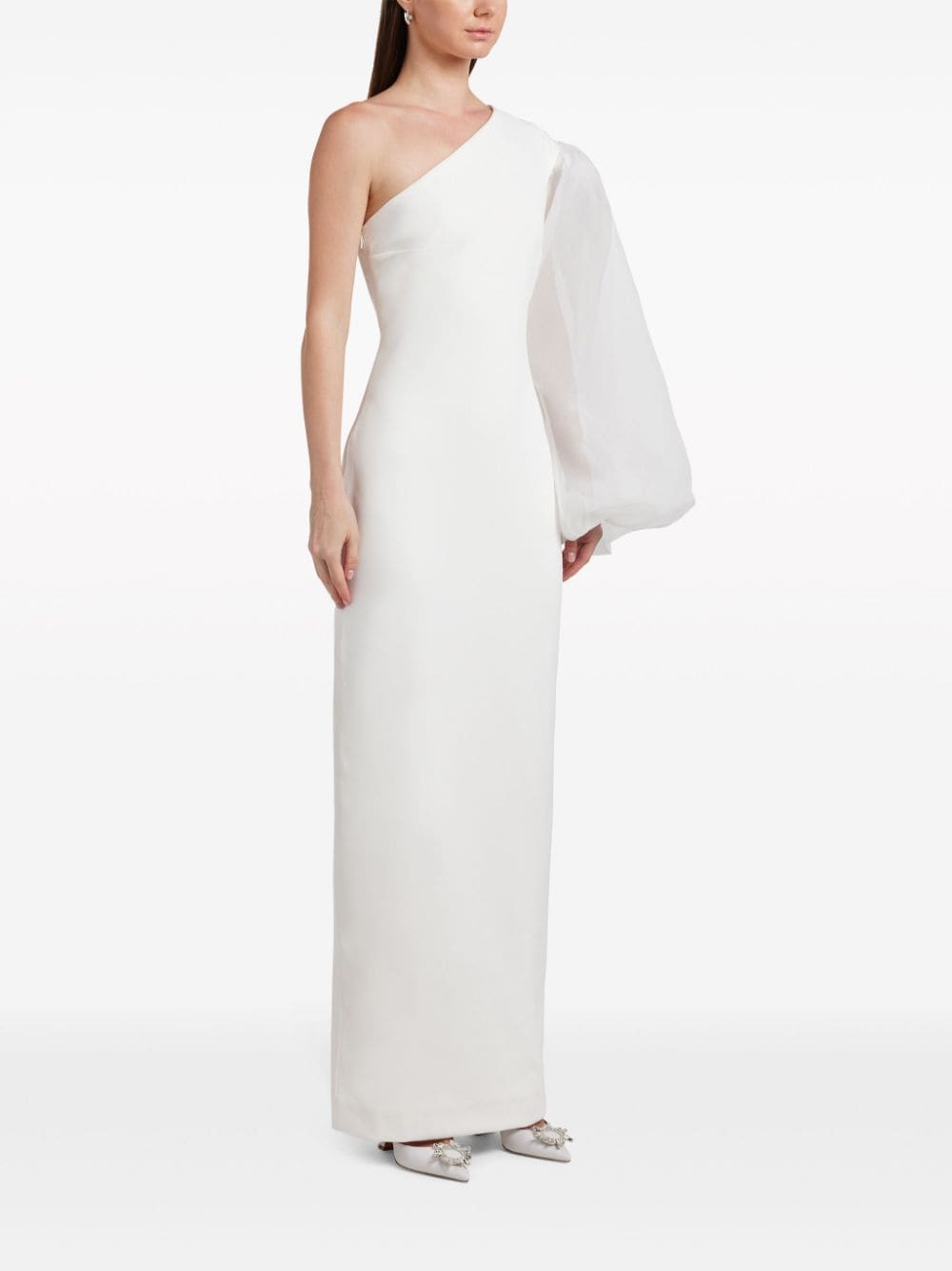 Shop Solace London Hudson One-shoulder Gown In White