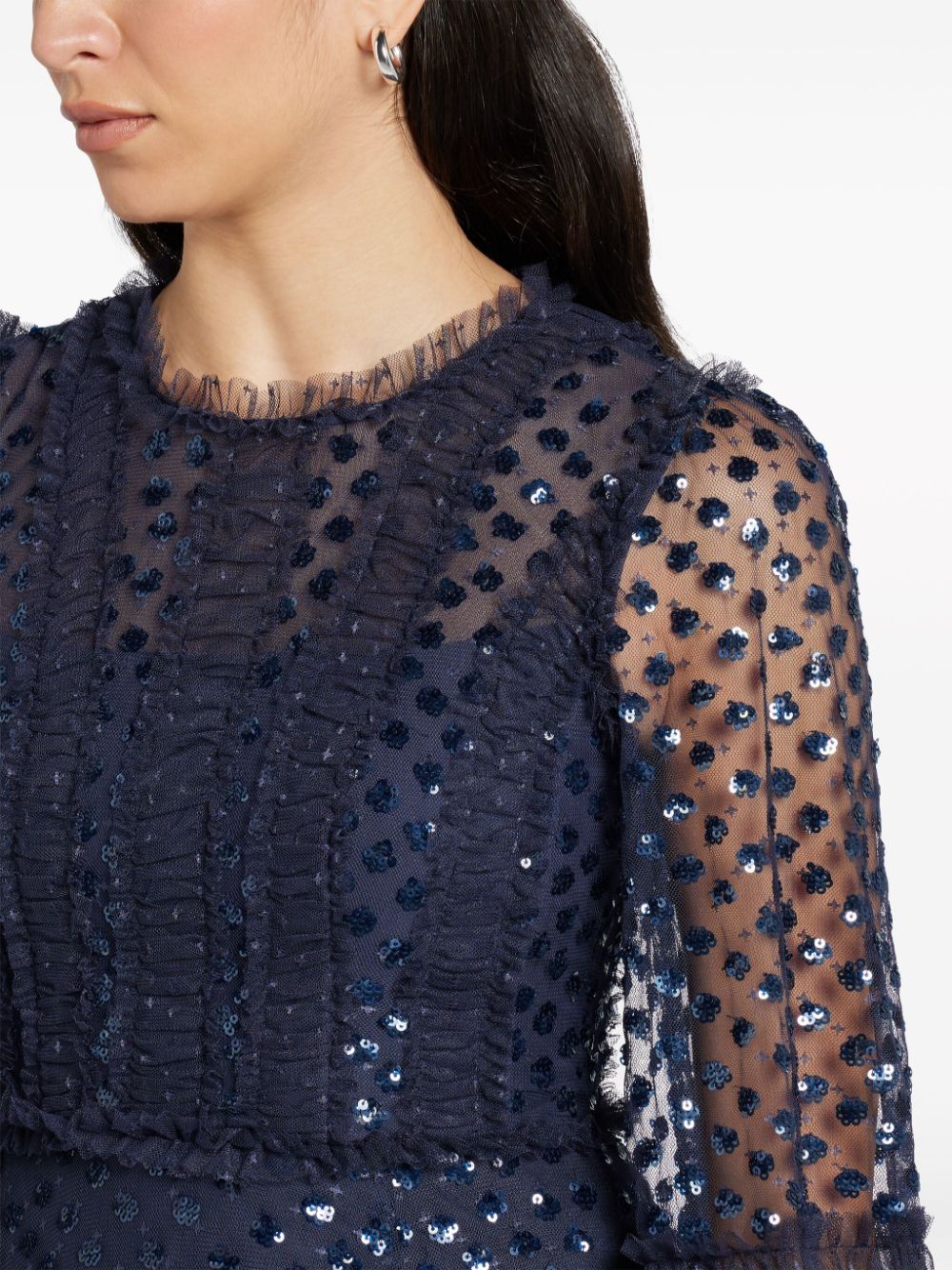 Shop Needle & Thread Dot Shimmer Sequin-embellished Gown In Blue