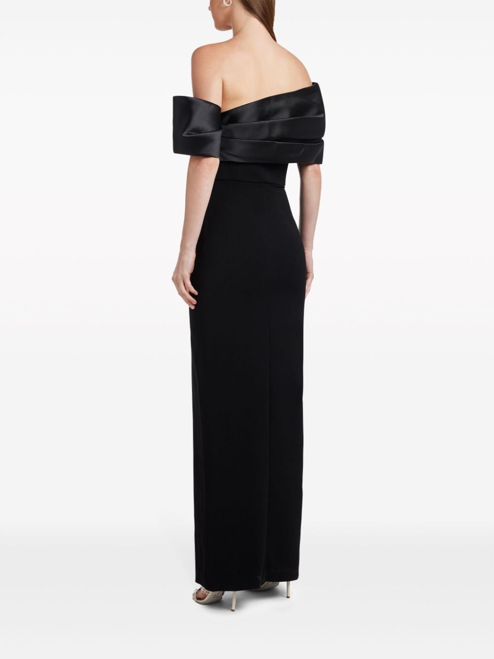 Shop Solace London Alexis Off-shoulder Gown In Black