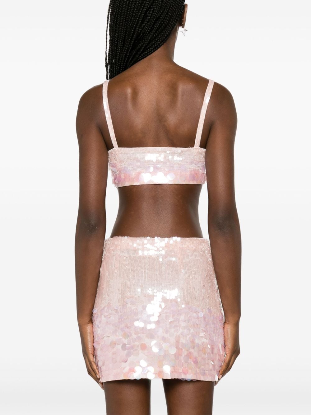 Shop P.a.r.o.s.h Iridescent Sequin Cropped Top In Rosa