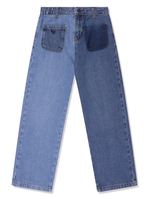 Emporio Armani Kids logo-plaque straight-leg jeans