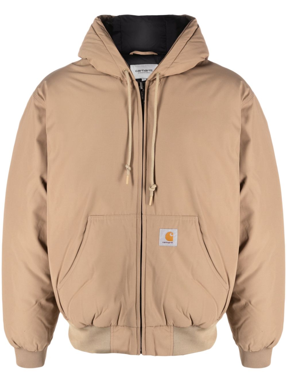Carhartt Active Logo-patch Hooded Jacket In Neutrals