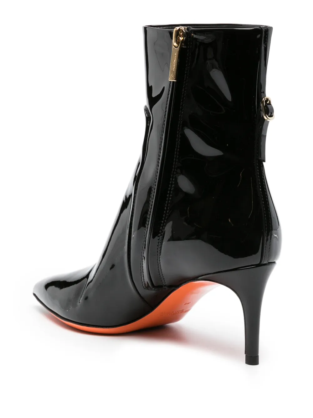 Santoni Leather Ankle Boot In Black
