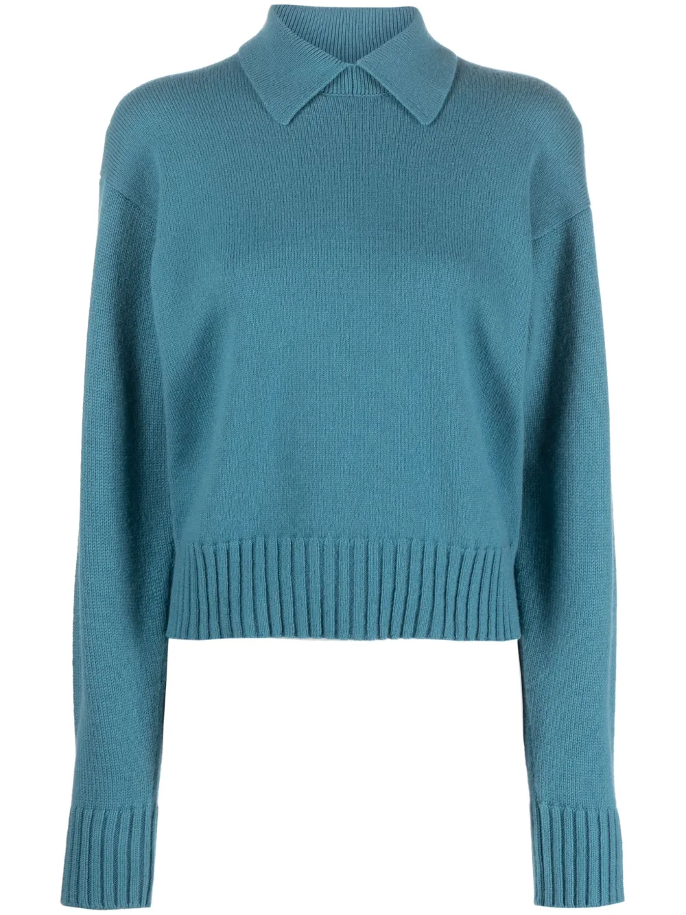 Jil Sander Polo-collar Cashmere Jumper In Blue