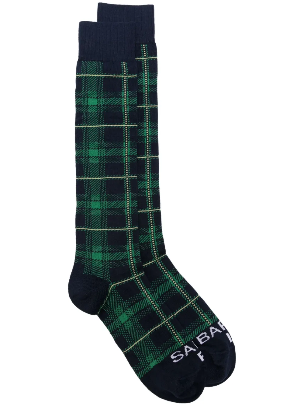 MC2 Saint Barth Sokken met intarsia logo en tartan ruit Groen